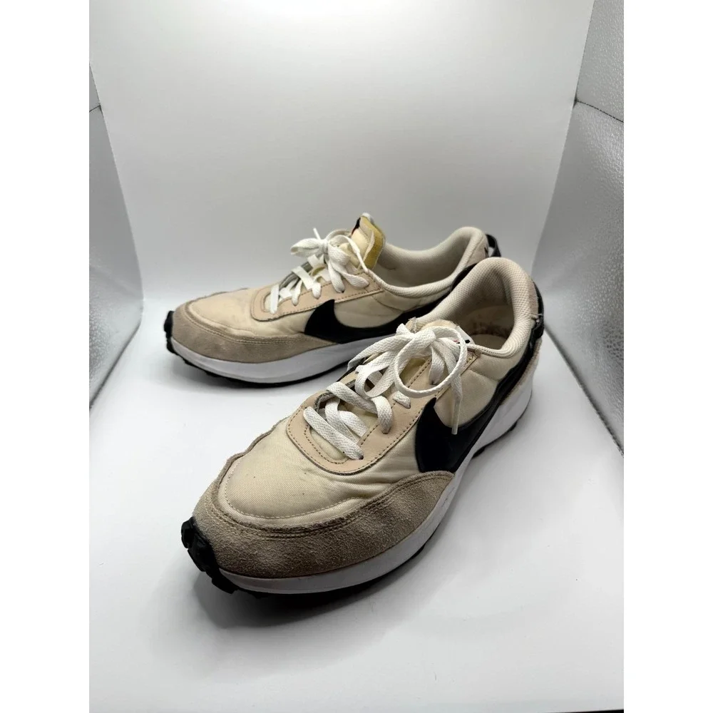 Nike Waffle Debut DH9523-102 Womens 11 Sneaker Sanddrift Black‎ Leather Shoes